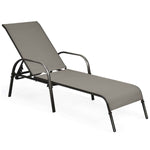 Outdoor Sling Chaise Lounge Chair Reclining Patio Chair Sunbathing Chair with Adjustable Backrest