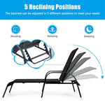 Outdoor Sling Chaise Lounge Chair Reclining Patio Chair Sunbathing Chair with Adjustable Backrest