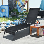 Outdoor Sling Chaise Lounge Chair Reclining Patio Chair Sunbathing Chair with Adjustable Backrest