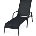 Outdoor Sling Chaise Lounge Chair Reclining Patio Chair Sunbathing Chair with Adjustable Backrest