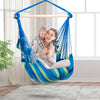 Hammock Chair Hanging Rope Swing Chair Cotton Rope Hammock Chair with 2 Cushions for Bedroom Patio Porch Yard Balcony Tree