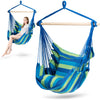 Hammock Chair Hanging Rope Swing Chair Cotton Rope Hammock Chair with 2 Cushions for Bedroom Patio Porch Yard Balcony Tree