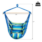 Hammock Chair Hanging Rope Swing Chair Cotton Rope Hammock Chair with 2 Cushions for Bedroom Patio Porch Yard Balcony Tree