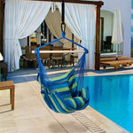 Hammock Chair Hanging Rope Swing Chair Cotton Rope Hammock Chair with 2 Cushions for Bedroom Patio Porch Yard Balcony Tree