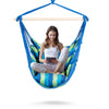 Hammock Chair Hanging Rope Swing Chair Cotton Rope Hammock Chair with 2 Cushions for Bedroom Patio Porch Yard Balcony Tree