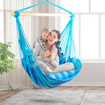 Hammock Chair Hanging Rope Swing Chair Cotton Rope Hammock Chair with 2 Cushions for Bedroom Patio Porch Yard Balcony Tree