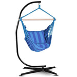 Hammock Chair Hanging Rope Swing Chair Cotton Rope Hammock Chair with 2 Cushions for Bedroom Patio Porch Yard Balcony Tree