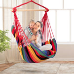 Hammock Chair Hanging Rope Swing Chair Cotton Rope Hammock Chair with 2 Cushions for Bedroom Patio Porch Yard Balcony Tree