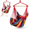 Hammock Chair Hanging Rope Swing Chair Cotton Rope Hammock Chair with 2 Cushions for Bedroom Patio Porch Yard Balcony Tree