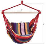 Hammock Chair Hanging Rope Swing Chair Cotton Rope Hammock Chair with 2 Cushions for Bedroom Patio Porch Yard Balcony Tree