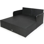 Outdoor Rattan Daybed Wicker Patio Double Chaise Lounge Sun Lounger with Seat Cushions & Pillows