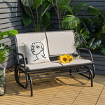 48" Outdoor Glider Bench 2 Person Patio Swing Glider Chair Backyard Rocking Loveseat Rocker Bench with Metal Frame, Breathable Fabric