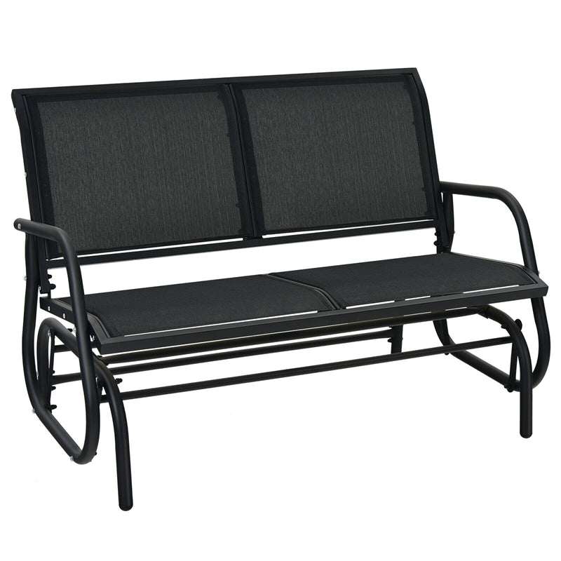 48" Outdoor Glider Bench 2 Person Patio Swing Glider Chair Backyard Rocking Loveseat Rocker Bench with Metal Frame, Breathable Fabric