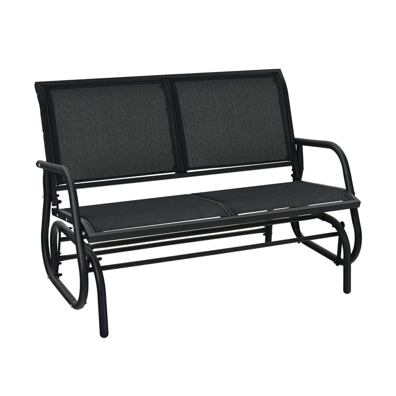 48" Outdoor Glider Bench 2 Person Patio Swing Glider Chair Backyard Rocking Loveseat Rocker Bench with Metal Frame, Breathable Fabric