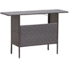 Outdoor Wicker Bar Table All Weather Rattan Bar Counter Table with 2 Metal Mesh Shelves & 2-Rail Steel Stemware Racks