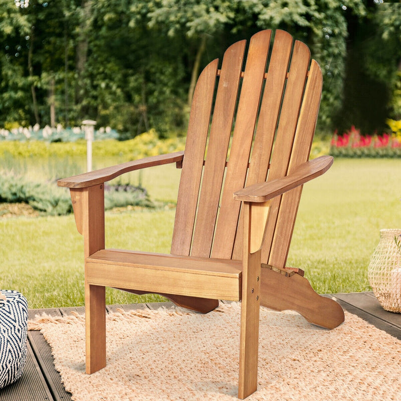 Outdoor Wooden Folding Adirondack Chair for Patio Garden - Bestoutdor