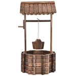 Rustic Outdoor Wooden Wishing Well Planter with Hanging Bucket - Bestoutdor