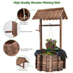 Rustic Outdoor Wooden Wishing Well Planter with Hanging Bucket - Bestoutdor