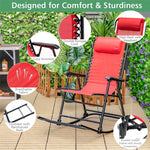 Outdoor Folding Rocking Chair Zero Gravity Patio Rocker High Back Camping Chair with Headrest, Ergonomic Armrests & Footrest