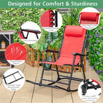 2PCS Patio Folding Rocking Chairs High Back Outdoor Rockers Camping Chairs with Pillows, Armrests & Footrests