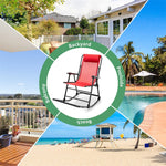 2PCS Patio Folding Rocking Chairs High Back Outdoor Rockers Camping Chairs with Pillows, Armrests & Footrests