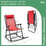 2PCS Patio Folding Rocking Chairs High Back Outdoor Rockers Camping Chairs with Pillows, Armrests & Footrests