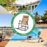 Outdoor Folding Rocking Chair Zero Gravity Patio Rocker High Back Camping Chair with Headrest, Ergonomic Armrests & Footrest