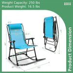 Outdoor Folding Rocking Chair Zero Gravity Patio Rocker High Back Camping Chair with Headrest, Ergonomic Armrests & Footrest