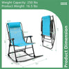 2PCS Patio Folding Rocking Chairs High Back Outdoor Rockers Camping Chairs with Pillows, Armrests & Footrests