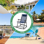 Zero Gravity Rocking Chair, Folding Camping Rocker with Headrest, Cozy Armrests & Footrest, Portable High Back Lawn Chair for Garden Patio