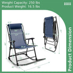 Zero Gravity Rocking Chair, Folding Camping Rocker with Headrest, Cozy Armrests & Footrest, Portable High Back Lawn Chair for Garden Patio