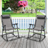 2PCS Patio Folding Rocking Chairs High Back Outdoor Rockers Camping Chairs with Pillows, Armrests & Footrests