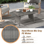 Patio Wicker Folding Side Table Outdoor PE Rattan Coffee Table Poolside Garden Lawn Bistro Table with Steel Frame