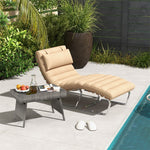 Patio Wicker Folding Side Table Outdoor PE Rattan Coffee Table Poolside Garden Lawn Bistro Table with Steel Frame