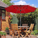 9' Patio Umbrella 8 Sturdy Ribs Market Umbrella Outdoor Table Umbrella with Crank System & 1.5" Aluminum Pole for Garden Lawn Deck