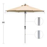 9' Patio Umbrella 8 Sturdy Ribs Market Umbrella Outdoor Table Umbrella with Crank System & 1.5" Aluminum Pole for Garden Lawn Deck