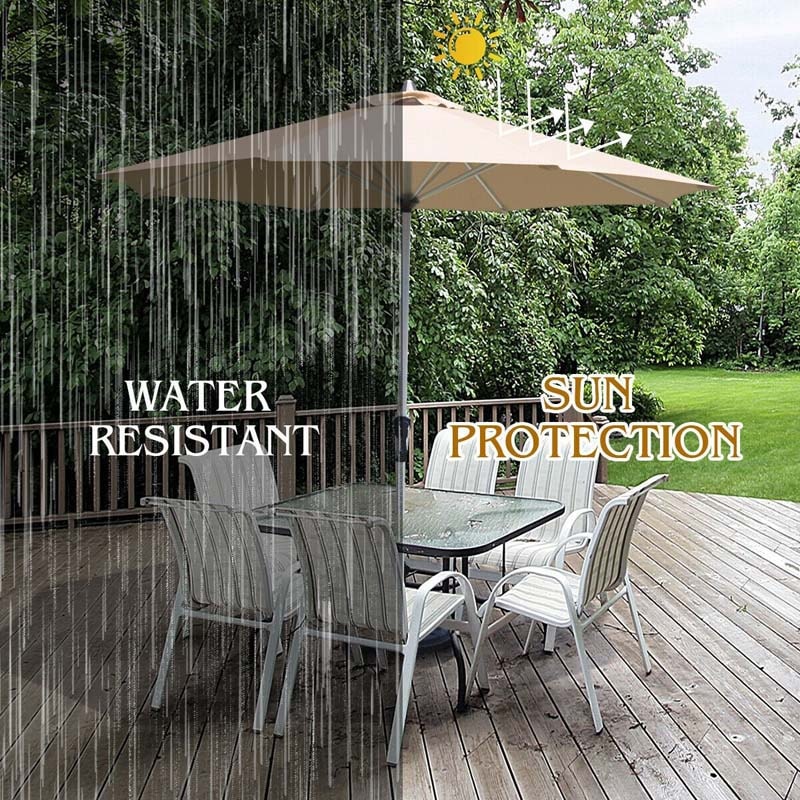 9' Patio Umbrella 8 Sturdy Ribs Market Umbrella Outdoor Table Umbrella with Crank System & 1.5" Aluminum Pole for Garden Lawn Deck