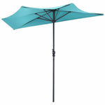 9 FT Half Round Patio Umbrella Outdoor Market Umbrella Sunshade Umbrella for Bistro Wall Balcony Door Window