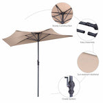 9 FT Half Round Patio Umbrella Outdoor Market Umbrella Sunshade Umbrella for Bistro Wall Balcony Door Window