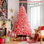 6.5FT Pink Snow Flocked Christmas Tree Hinged Artificial Xmas Tree with 884 PVC Branch Tips & Folding Metal Stand for Indoor Holiday Decor