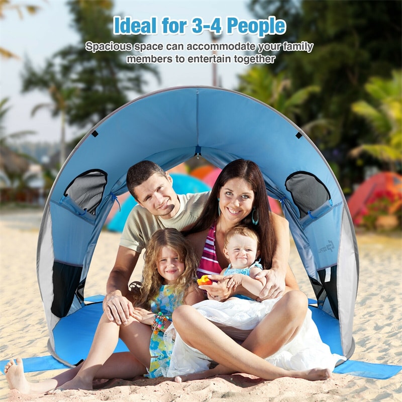 Pop Up Beach Tent Anti-UV UPF 50+ Portable Camping Sun Shade Shelter