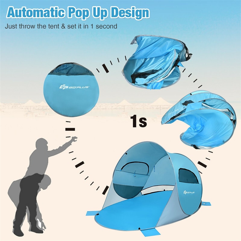 Pop Up Beach Tent Anti-UV UPF 50+ Portable Camping Sun Shade Shelter