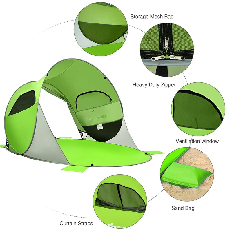 Pop Up Beach Tent Anti-UV UPF 50+ Portable Camping Sun Shade Shelter