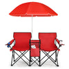 Portable Double Folding Picnic Chair with Umbrella & Mini Table