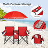 Portable Double Folding Picnic Chair with Umbrella & Mini Table