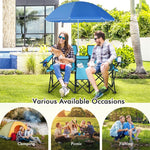 Portable Double Folding Picnic Chair with Umbrella & Mini Table