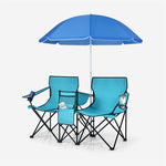 Portable Double Folding Picnic Chair with Umbrella & Mini Table