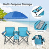 Portable Double Folding Picnic Chair with Umbrella & Mini Table