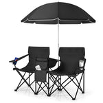 Portable Double Folding Picnic Chair with Umbrella & Mini Table