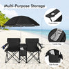 Portable Double Folding Picnic Chair with Umbrella & Mini Table